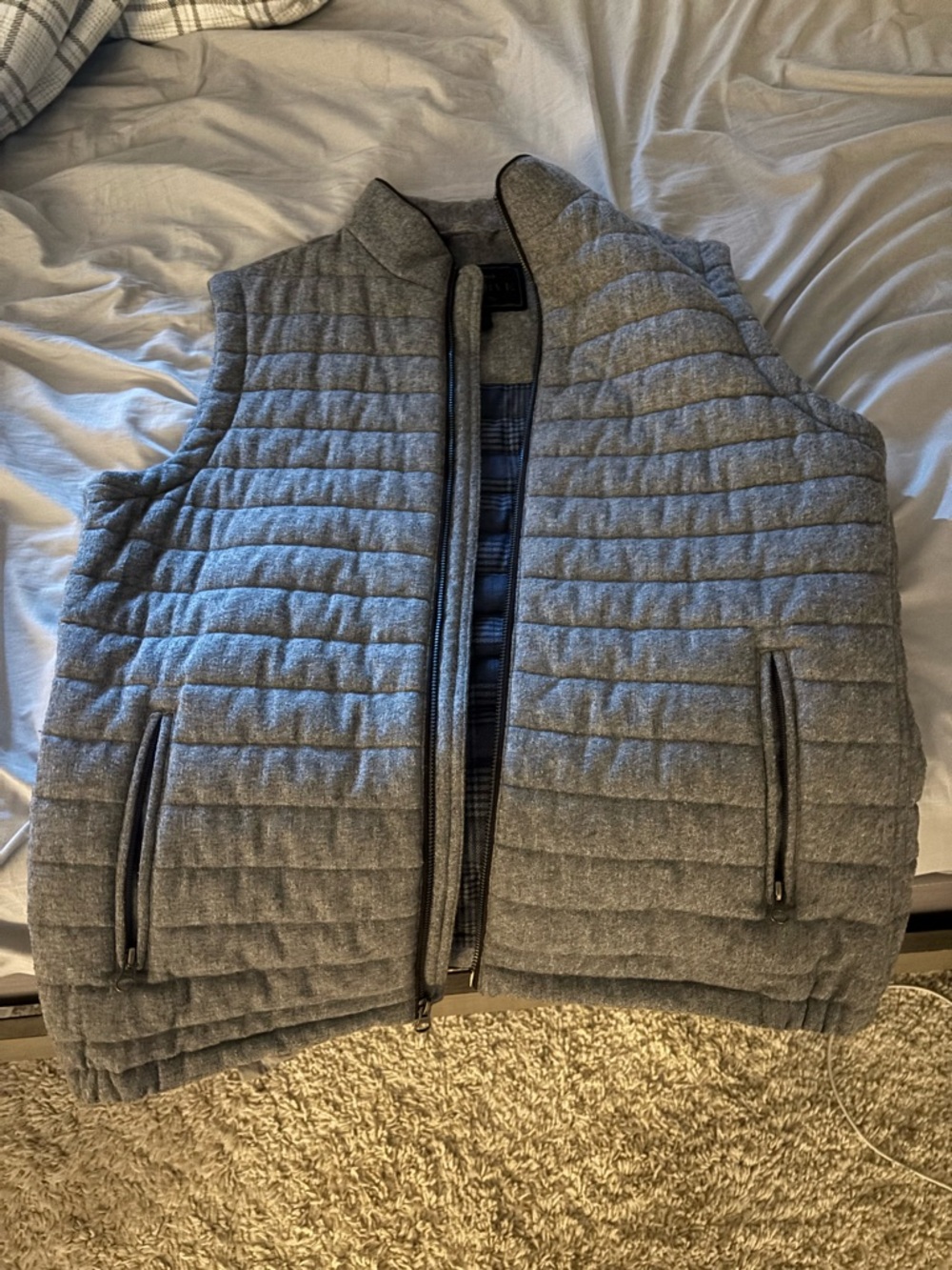 Jos. A. Bank Quilted Grey Zip Vest